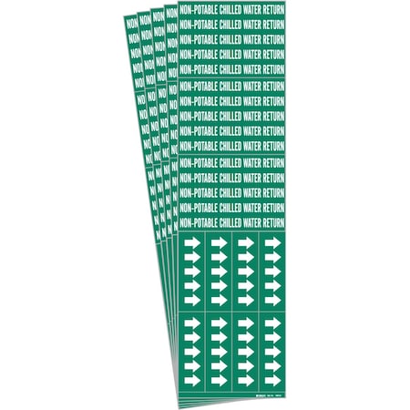 Brady NON-POTABLE CHILLED WATER RET Pipe Marker Sty 3C Arrows WT on GN 3 per Card 5PK 106122-PK